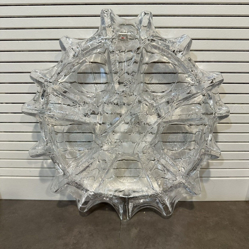 1980's Vintage Muurla Finland Textured 5 Tealight Candle Holder | Handmade Glass